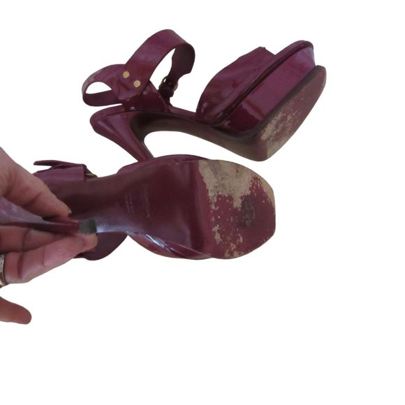 Yves Saint Laurent Rive Gauche Patent Leather Slingback Shoes in Plum 8 1/2M - Picture 6 of 9